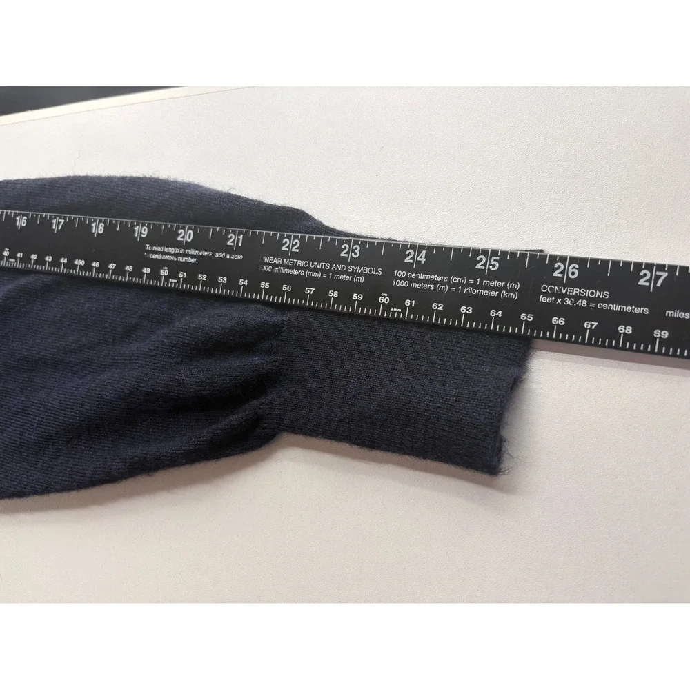 Orvis Mens Navy Blue Quarter Zip Mock Neck Sweater Leather Pull 9G6T Large